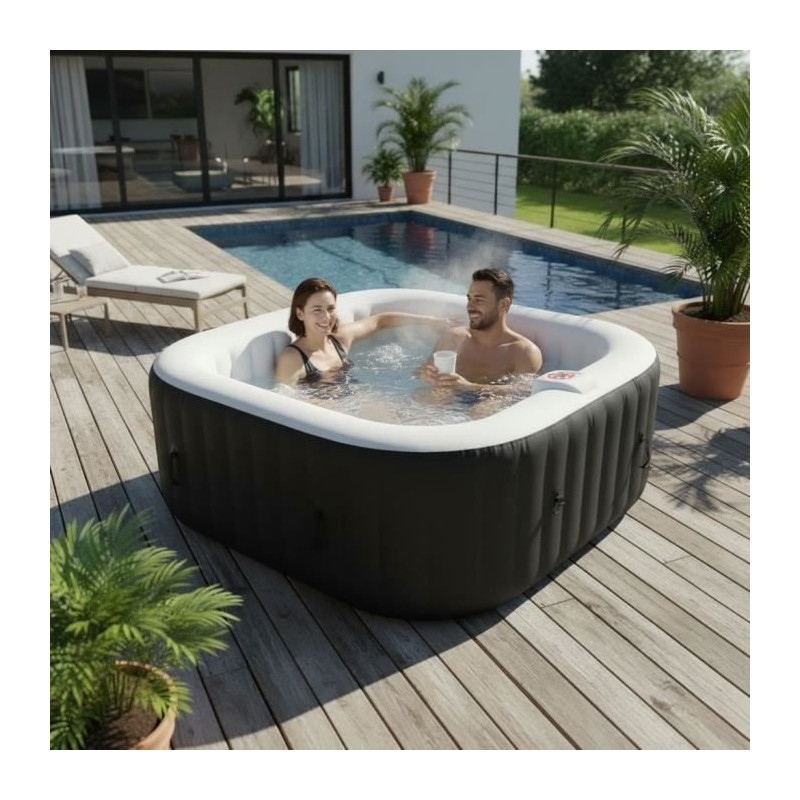 SUN SPA Laminated square inflatable spa - 4 persons - 1, 55 x H 0, 65