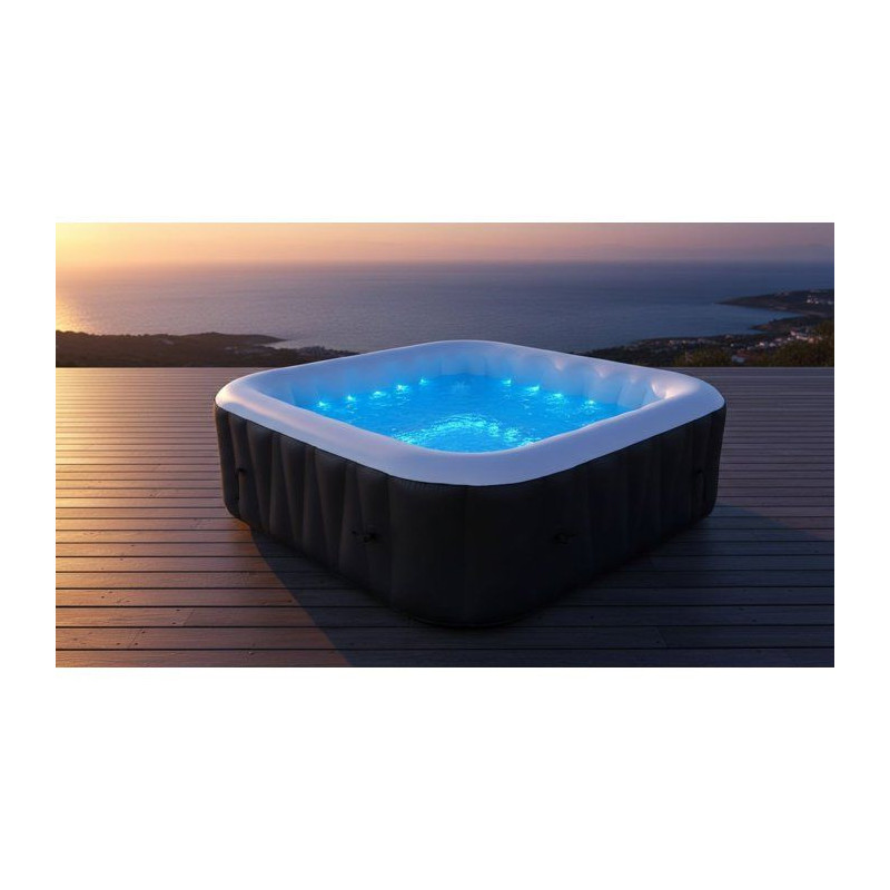 SUNSPA Laminated square inflatable spa 6 people with Led