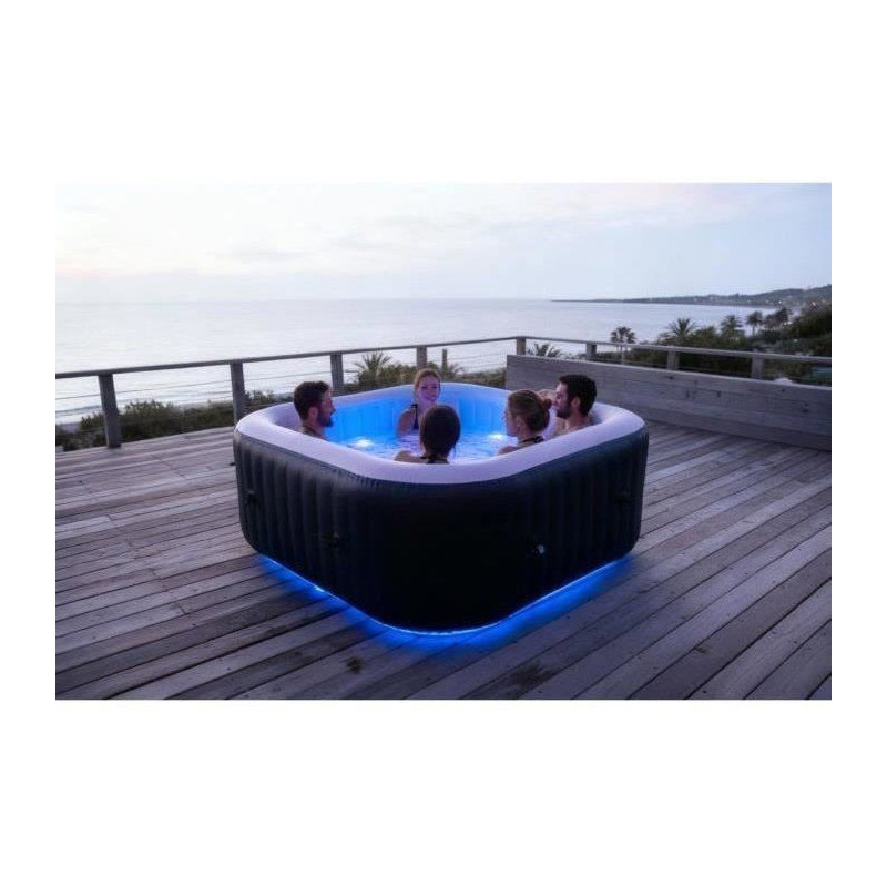 SUNSPA Laminated square inflatable spa 6 people with Led