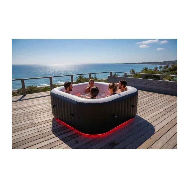 SUNSPA Laminated square inflatable spa 6 people with Led