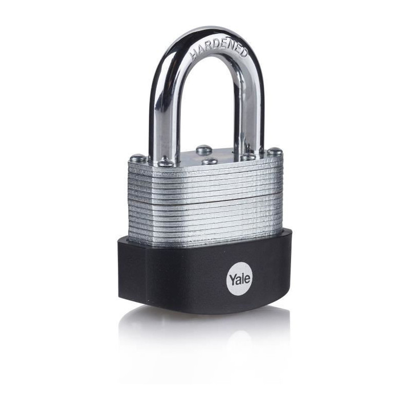 YALE 50 mm laminated steel exterior padlock, case hardened steel shack