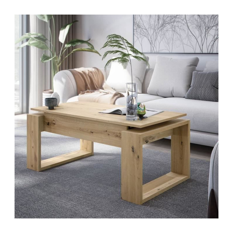 Lift-up coffee table - BALTIK - Rectangular - Oak - On legs - 105 x 55
