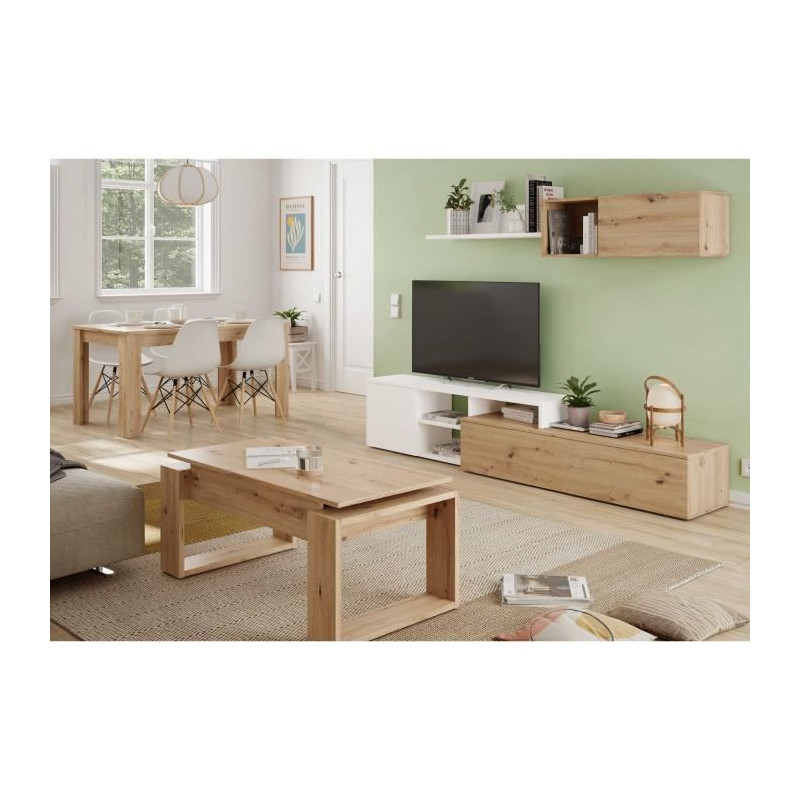 Lift-up coffee table - BALTIK - Rectangular - Oak - On legs - 105 x 55