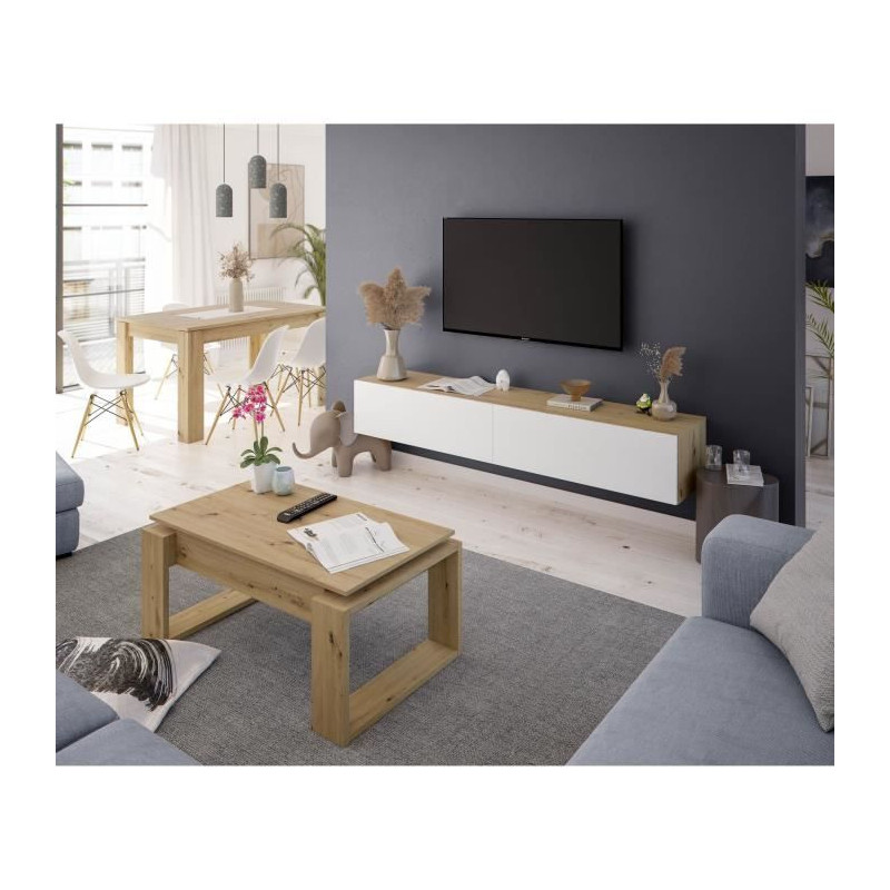 Lift-up coffee table - BALTIK - Rectangular - Oak - On legs - 105 x 55