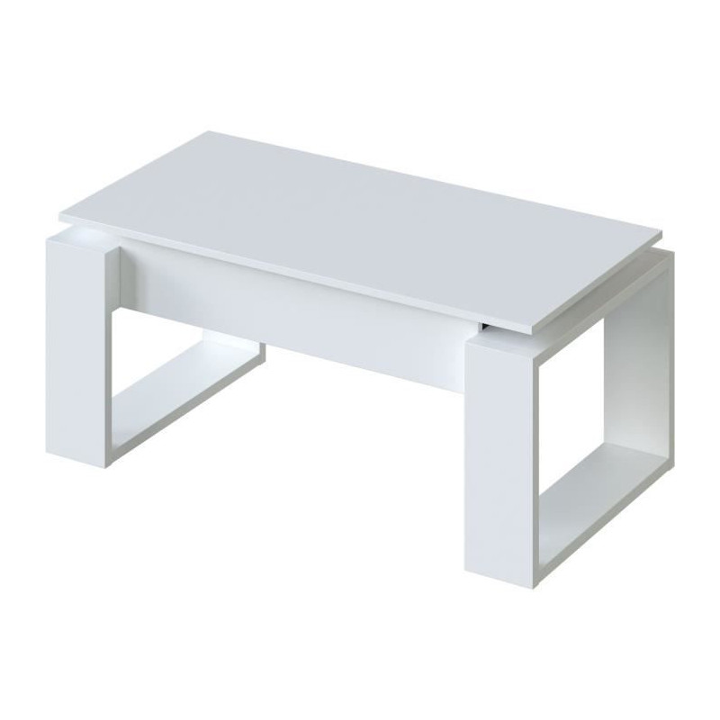 Liftable coffee table - White melamine - L 105 x D 55 x H 45 cm NOVA