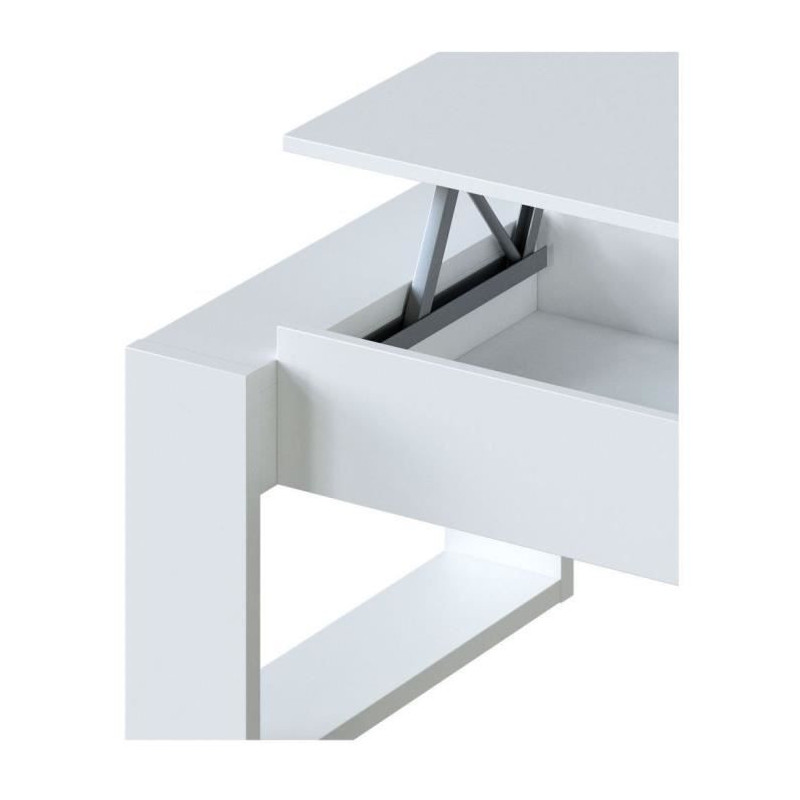 Liftable coffee table - White melamine - L 105 x D 55 x H 45 cm NOVA