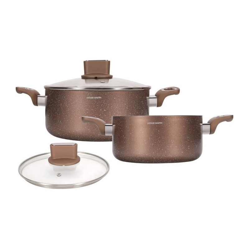 Set of pots - ARTHUR MARTIN - AM9820 - 20-24 cm with glass lid - Alumi