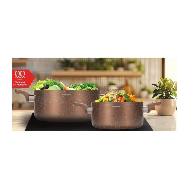 Set of pots - ARTHUR MARTIN - AM9820 - 20-24 cm with glass lid - Alumi