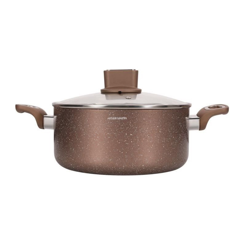 Pot - ARTHUR MARTIN - AM5531 - 28 cm with glass lid - Aluminum - All h