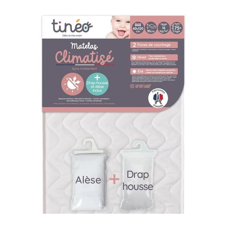 TINEO Air-conditioned mattress 60x120 cm + fitted sheet + mattress pad