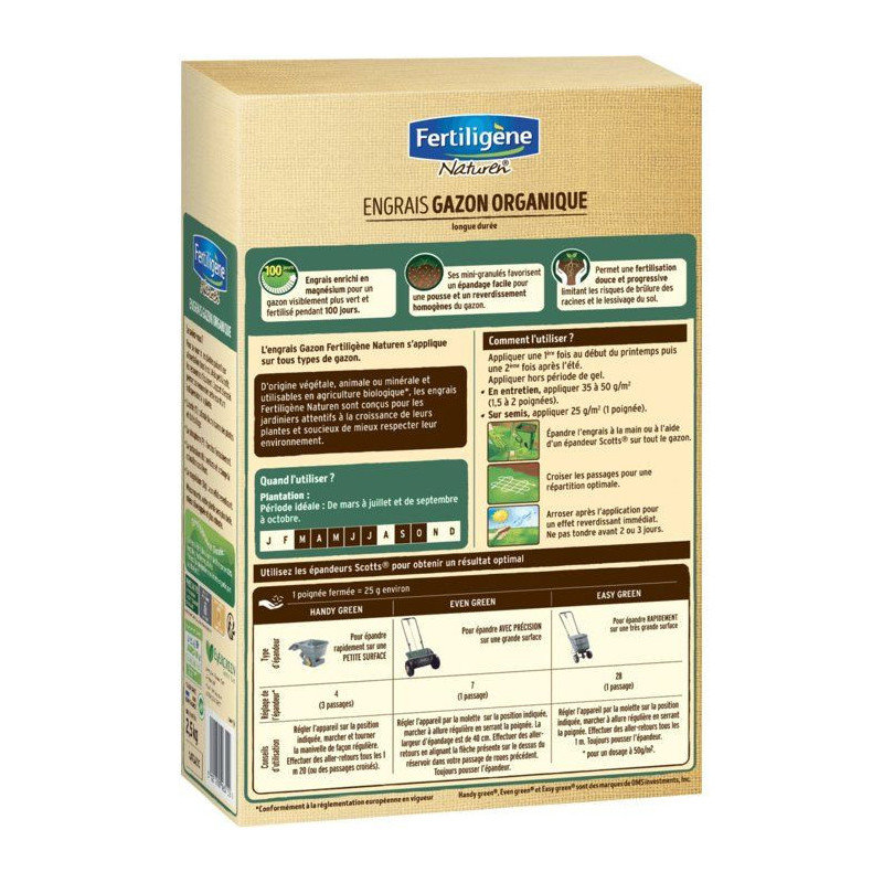 Engrais gazon organique 2.5 kg - FERTILIGENE - NATGAZ1C