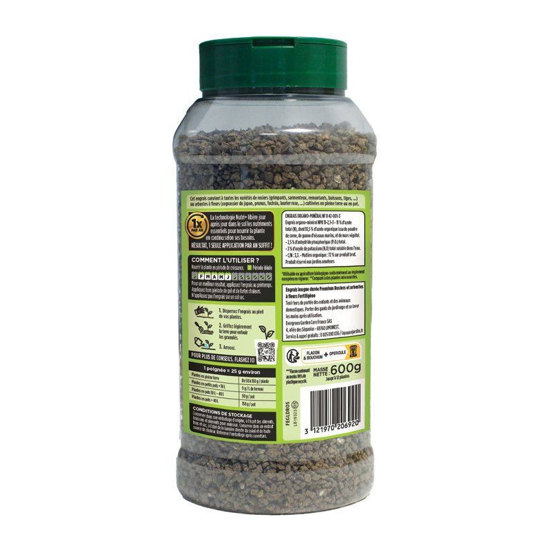 Engrais longue durée premium rosiers arbustes a fleurs 600 g - FERTIL