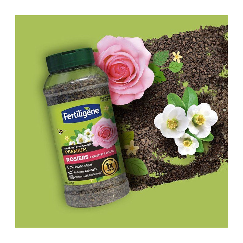 Engrais longue durée premium rosiers arbustes a fleurs 600 g - FERTIL