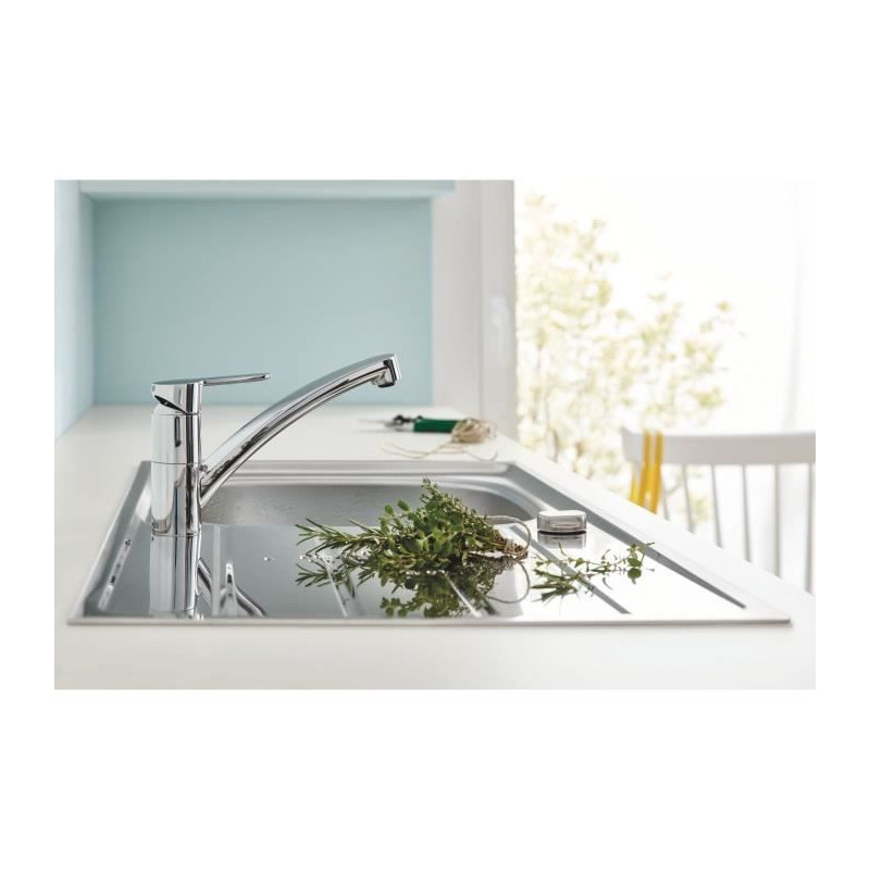 Mitigeur évier GROHE Start Eco - Chromé - Bec bas - Métal
