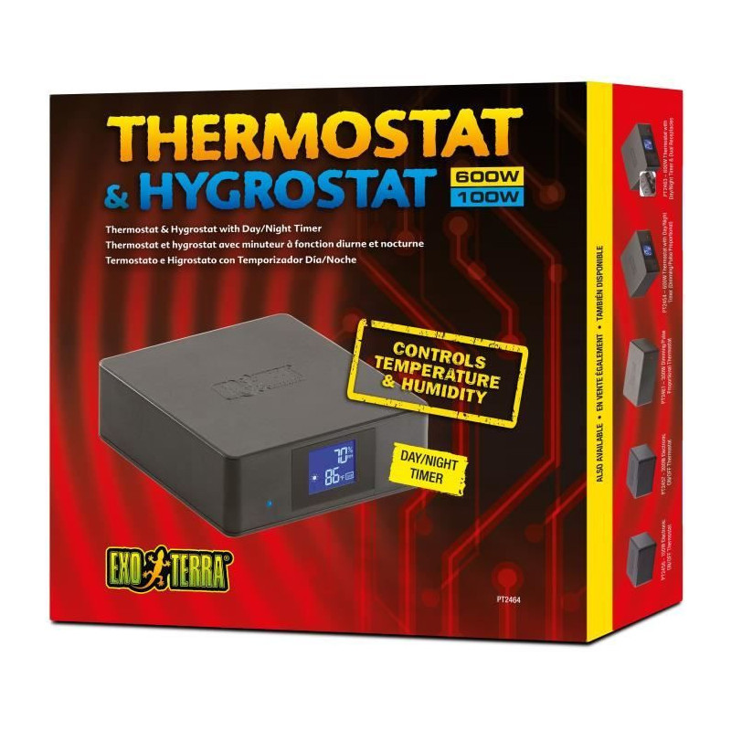 Thermostat et hygrostat pour terrarium - EXO TERRA - Avec minuteur - F