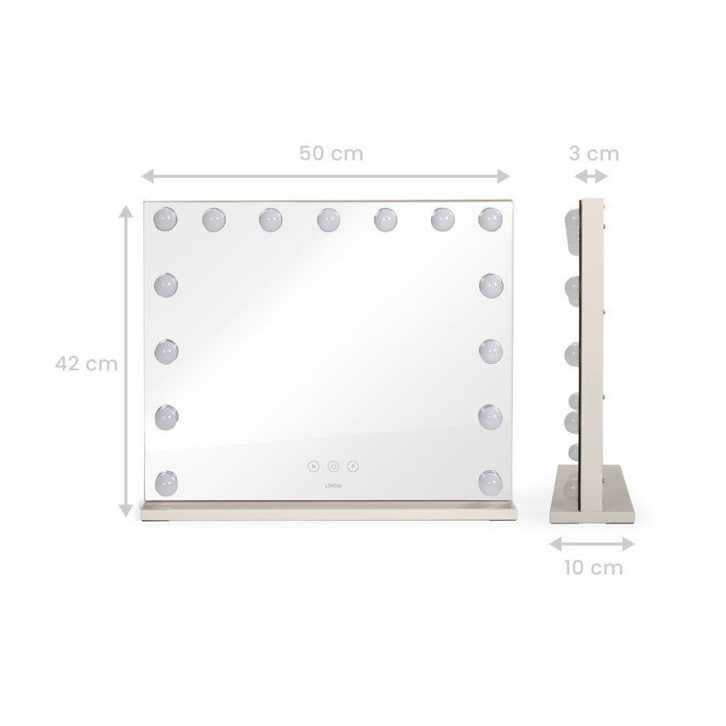 Miroir de maquillage Hollywood - LIVOO - DOS225G - 15 LED - Grand form