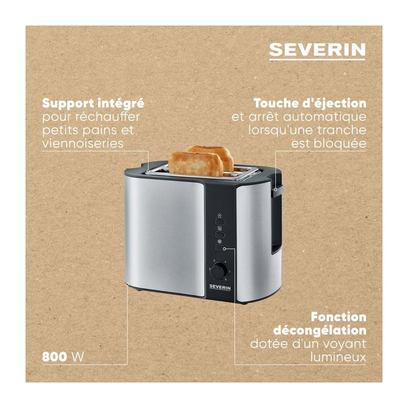 Grille-pain automatique compact - SEVERIN - AT 2589 - Toaster compact