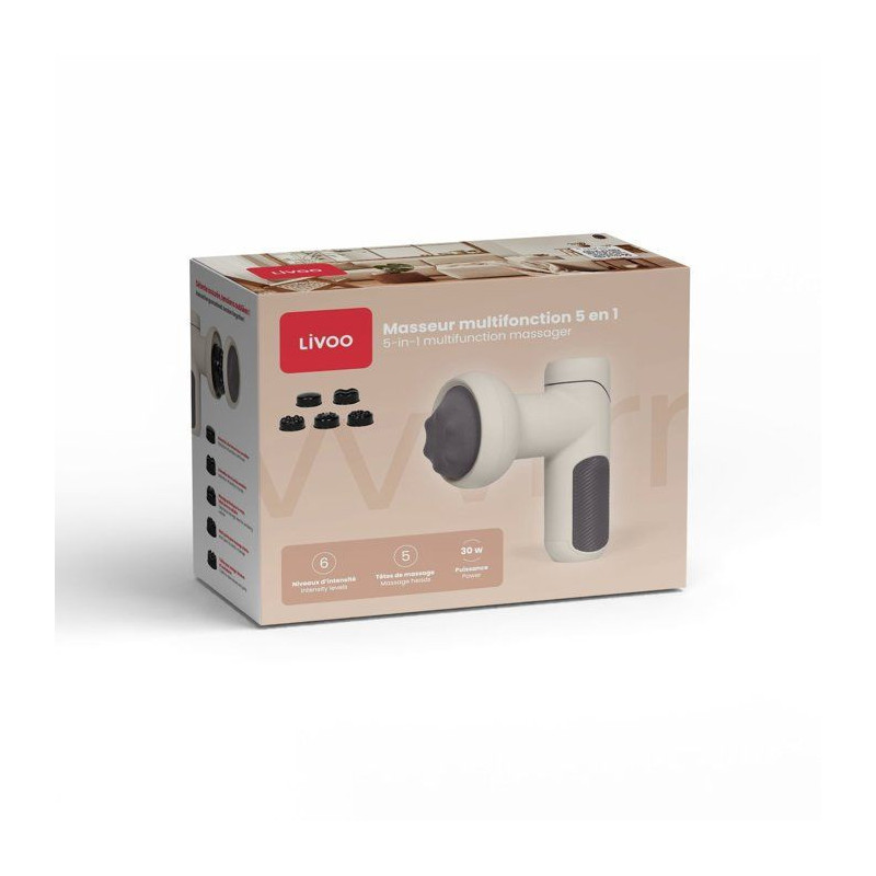 Masseur multifonction 5-en-1 - LIVOO - DOS222C - Rechargeable - 6 vite