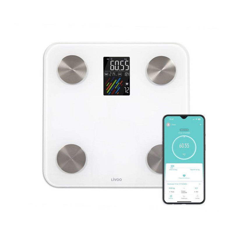 Pèse-personne impédancemètre connecté - LIVOO - DOM514 - Électron