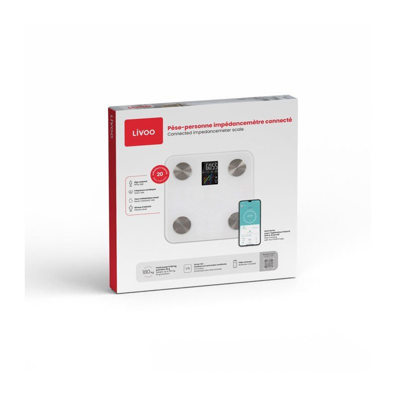 Pèse-personne impédancemètre connecté - LIVOO - DOM514 - Électron