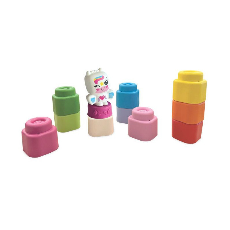 CLEMENTONI - Boîte Arc-en-ciel 10 cubes Clemmy et Licorne