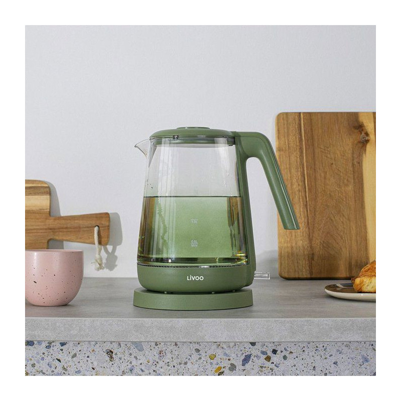 Bouilloire - LIVOO - DOD216V - 2200 W - 1,7 L - Verre / Vert
