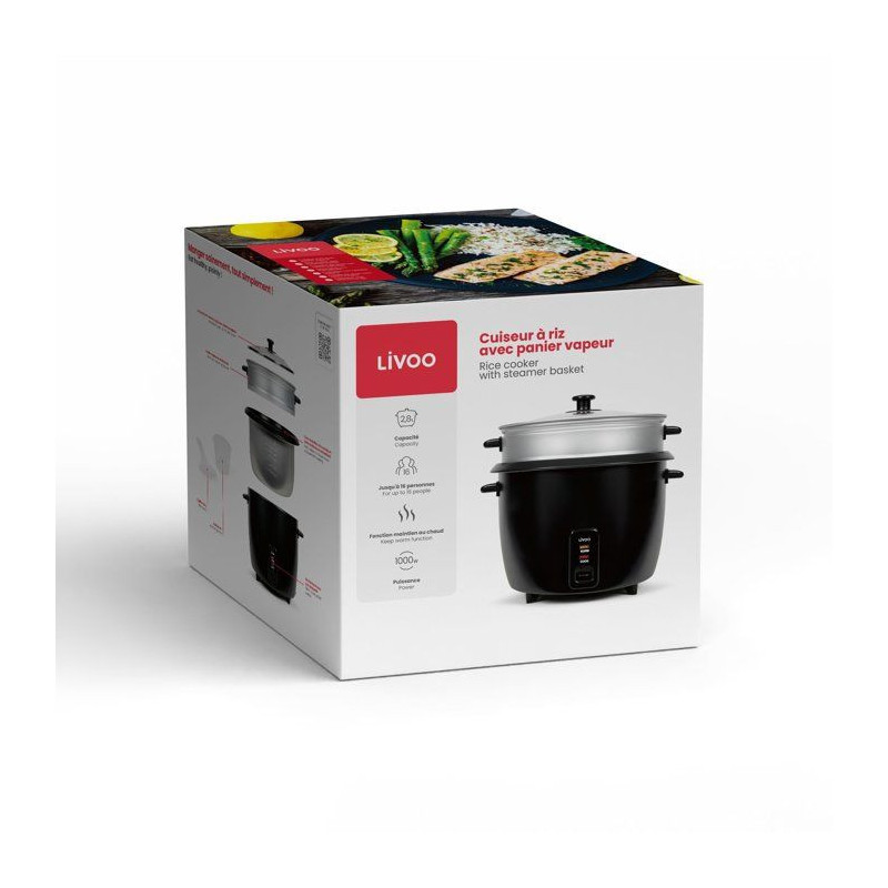 Cuiseur a riz - LIVOO - DOC368N - 2,8 L - panier vapeur - 1000 W