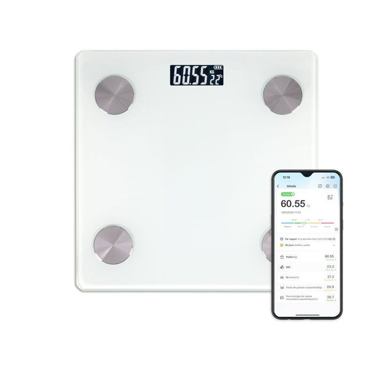 Pèse-personne impédancemètre connecté rechargeable - ONLI - ON1029