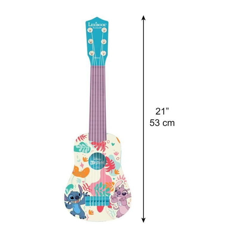 Lexibook, Disney Stitch, Ma première Guitare pour Enfant, 6 Cordes en
