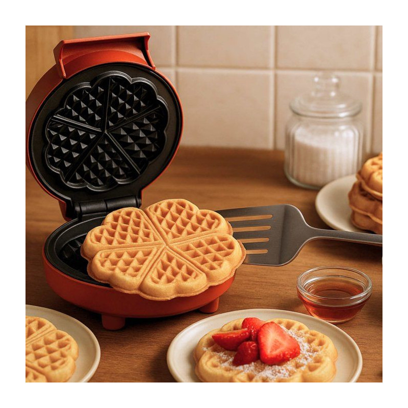 Gaufrier coeur - LIVOO - DOP255R - 5 gaufres - 1000 W