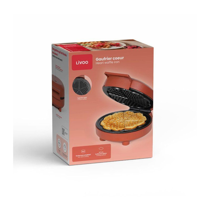 Gaufrier coeur - LIVOO - DOP255R - 5 gaufres - 1000 W