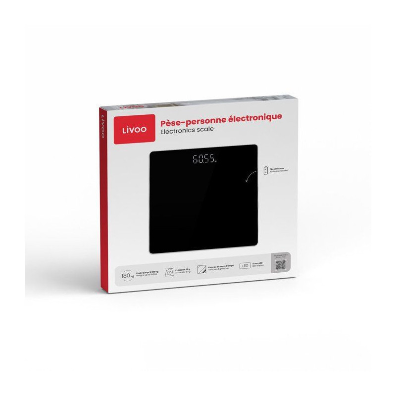 Pese-personne électronique - LIVOO - DOM524N - Écran LED - 180 kg -