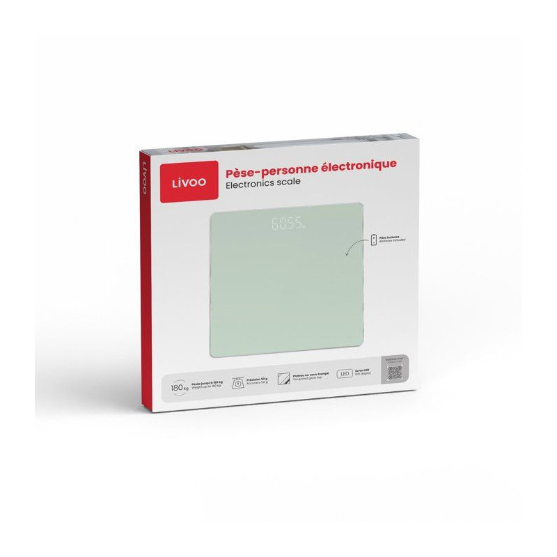 Pese-personne électronique - LIVOO - DOM524V - Écran LED - 180 kg -
