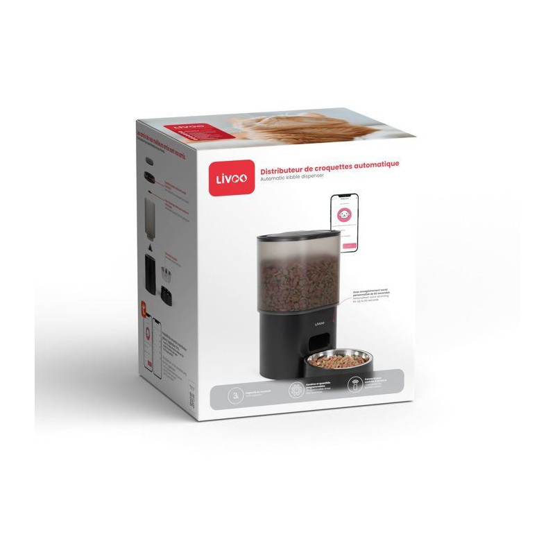 Distributeur de croquettes automatique - LIVOO - PET106 - Capacité 3
