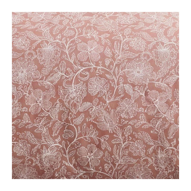 Parure de Lit - 260 x 240 cm - Coton Imprimé Floral Vieux Rose - TODA