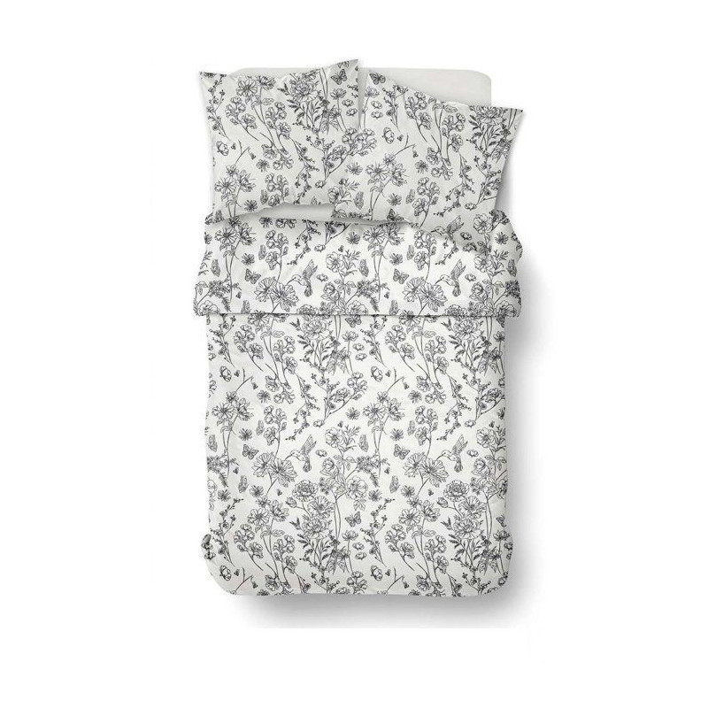 Parure de Lit - 260 x 240 cm - Coton Imprimé Floral Blanc - TODAY SUN