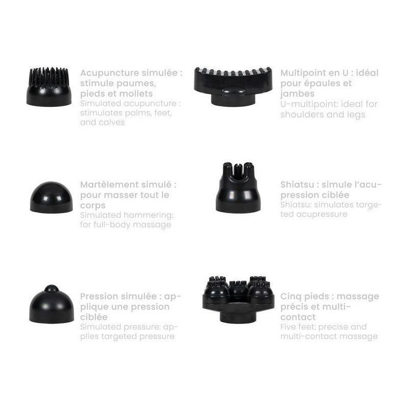 Masseur multifonction XXL 6-en-1 - LIVOO - DOS223C - 12 modes - Manche