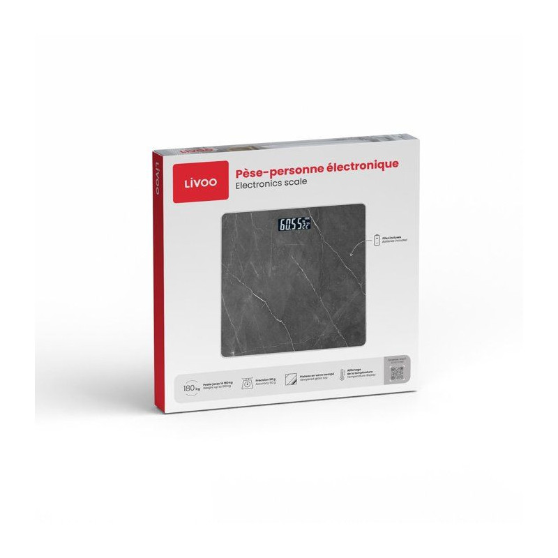 Pèse-personne électronique - LIVOO - DOM529PN - Écran LCD rétroéc
