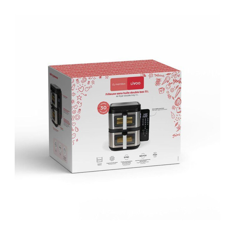 Friteuse sans huile - LIVOO - DOC344CO - 11 L - double bac - 2800 W