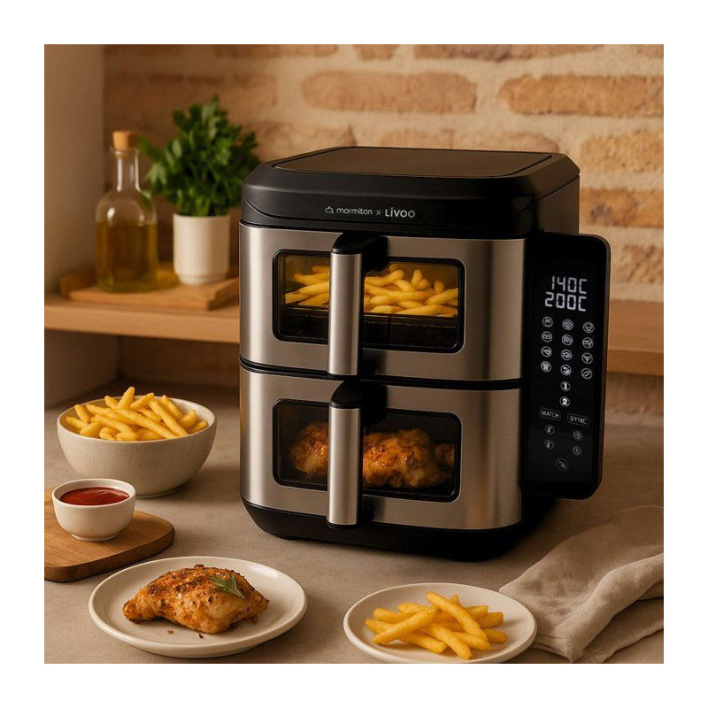 Friteuse sans huile - LIVOO - DOC344CO - 11 L - double bac - 2800 W