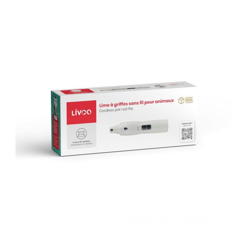 Lime a griffes sans fil pour animaux - LIVOO - PET105 - 2 sens de rota