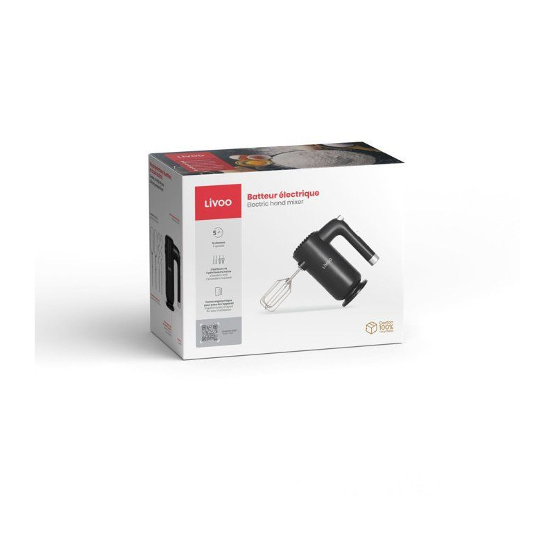 Batteur électrique - LIVOO - DOP243N - 250 W - 5 vitesses - Ergonomiq