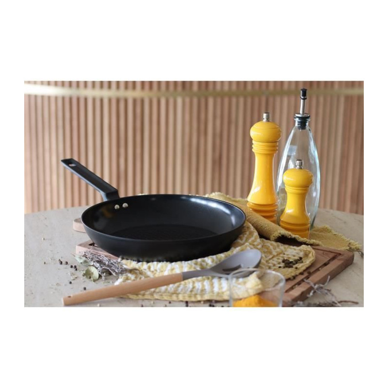 Poêle - MENASTYL - 6020638 - En aluminium forgé - 28 cm - Noir - Tou