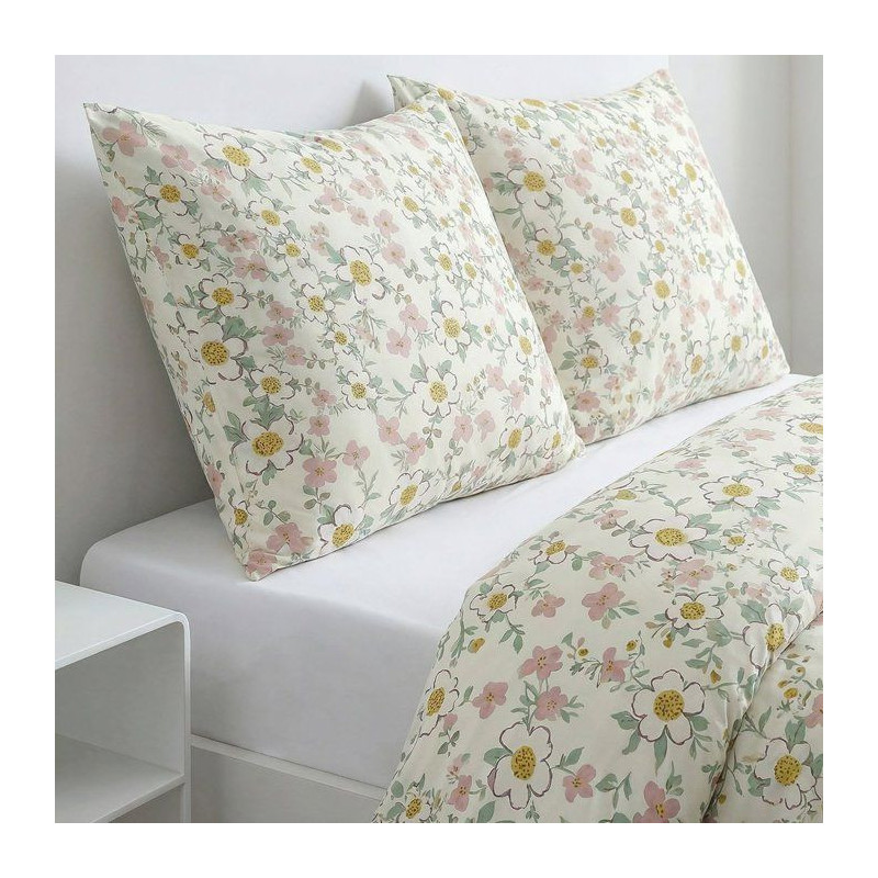 Parure de Lit - 240 x 220 cm - Coton Imprimé Floral - Type Liberty -