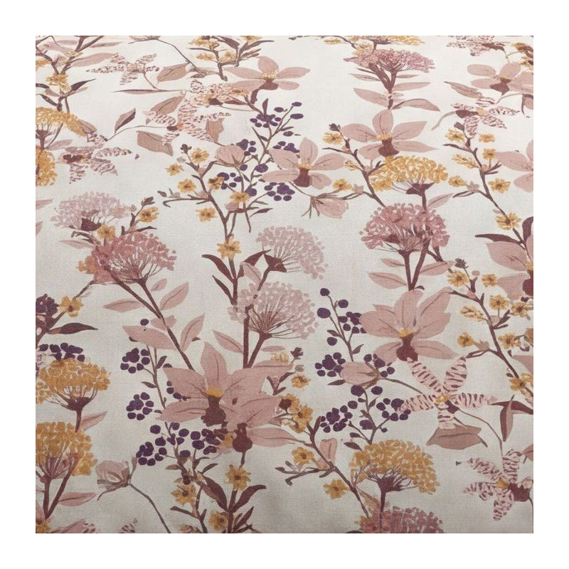 Parure de Lit - 260 x 240 cm - Coton Imprimé Motif Floral Rose - TODA