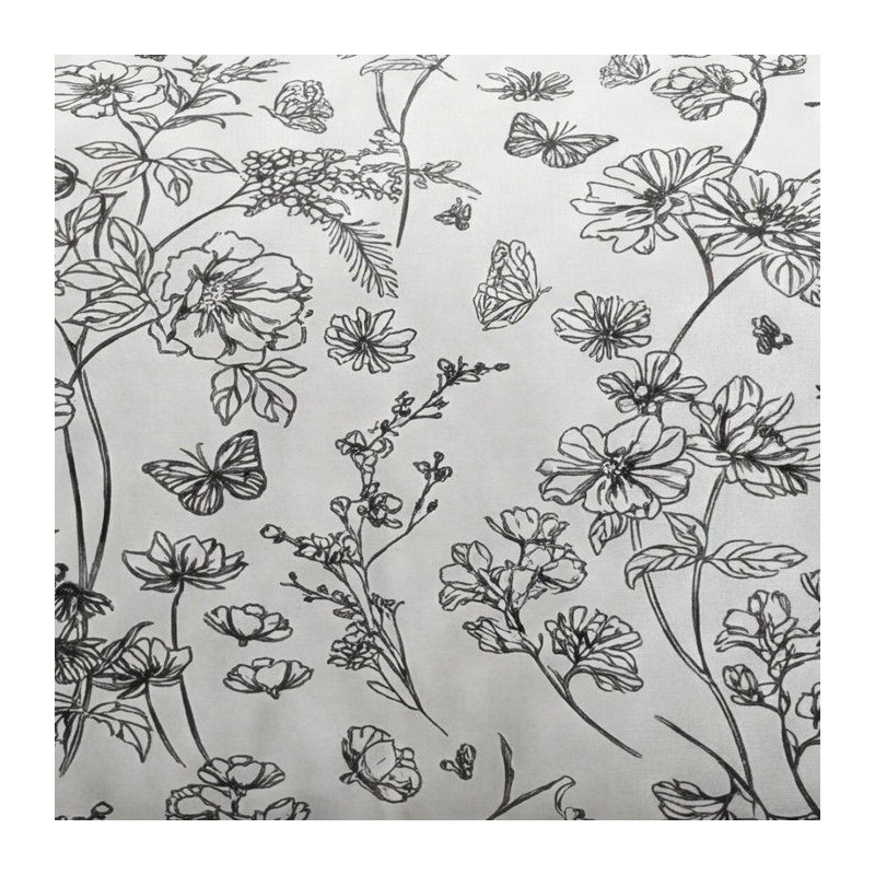 Parure de Lit - 240 x 220 cm - Coton Imprimé Floral Blanc - TODAY SUN