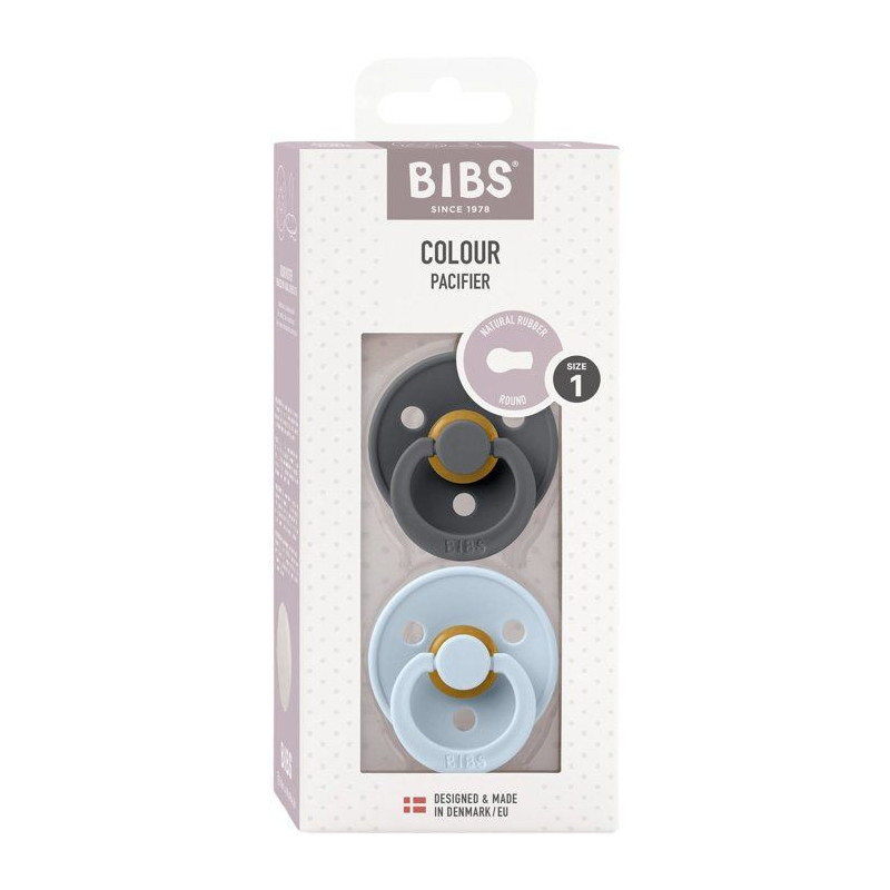 Sucette bébé - BIBS - Colour - Embout rond - Pack de 2 - Caoutchouc