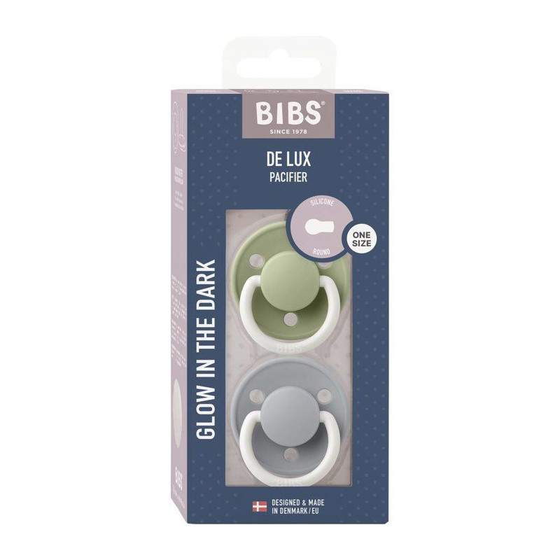 Sucette bébé - BIBS - DeLux - Embout rond - Pack de 2 - Silicone - T
