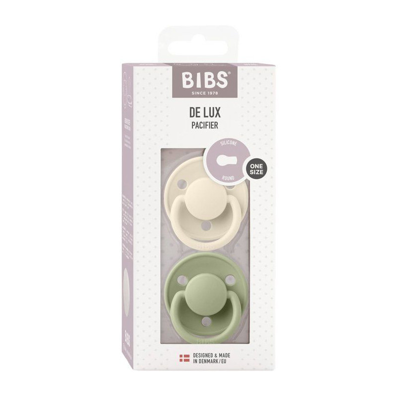 Sucette bébé - BIBS - DeLux - Embout rond - Pack de 2 - Silicone - T