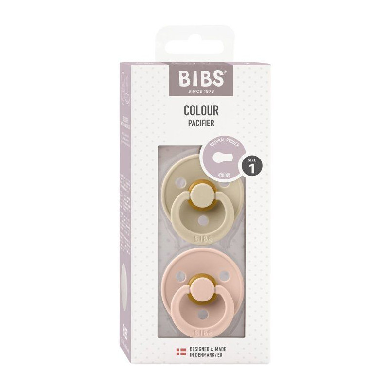Sucette bébé - BIBS - Colour - Embout rond - Pack de 2 - Caoutchouc
